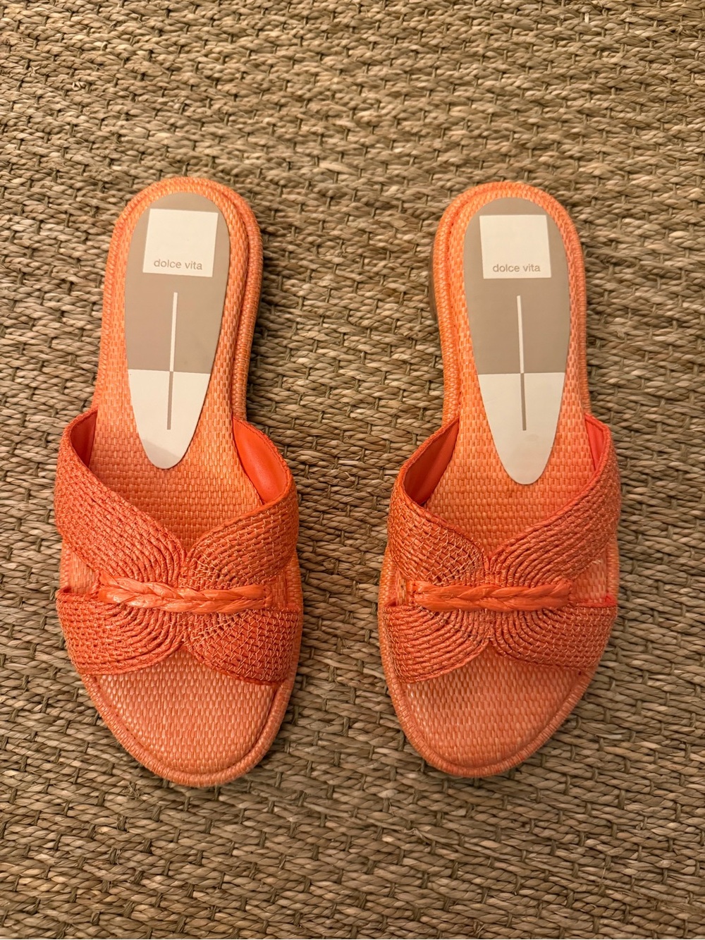 Dolce Vita Coral-Orange Braided Slide Mules